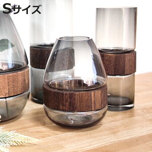 花瓶 ガラスベース フォグウッド ドロップ S ( 花ビン 花びん 花器 ベース フラワーベース フラワー 花 飾る 花入れ ガラス ガラス製 クリア 透明 木製 おしゃれ 一輪挿し )【3980円以上送料