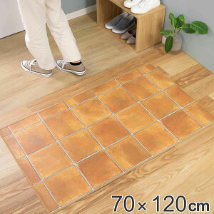 玄関マット 室内用 70×120cm テラコッタ 撥水加工 ( 送料無料 玄関 マット 屋内 拭ける 室内 厚さ5mm キッチン 撥水 防水 抗菌 防カビ 滑り止め おしゃれ タイル調 汚れ 拭き取り インテリア キ