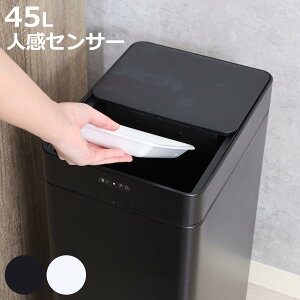 ゴミ箱 45L センサー 除菌消臭 センサーダストボックス ( ごみ箱 45リットル 幅25cm 自動 スリム 除菌 消臭 オゾン消臭 スライド式 生ゴミ オムツ 臭い 電池式 コードレス ブラック ホワイト )
