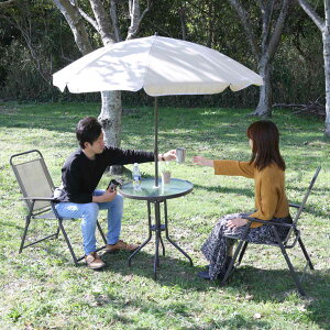 ガーデンテーブル チェアセット パラソル 4点セット ( 送料無料 ガーデン テーブル チェア セット 2人 パラソル付き ガラス天板 ガラス パラソルホール 日よけ 折りたたみ コンパクト ガー