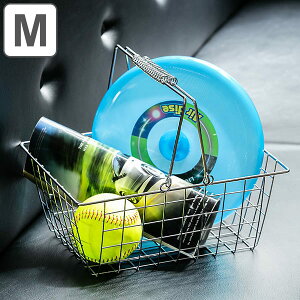 ワイヤーバスケット M 幅32×奥行24×高さ13cm クロム ( 収納バスケット バスケット 角型 収納 持ち手付き 小物収納 ワイヤー スクエア型 四角 持ち運び ストッカー 北欧 おしゃれ ) 【3980円以