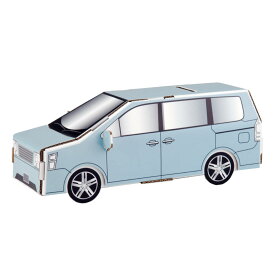 工作キット ダンボール製 hacomo kids ぺったんシリーズ ミニバン （ ダンボール 段ボール 車 貯金箱 おもちゃ ペーパークラフト 工作 子ども キッズ 組み立て 手作り キット 組立 作る 簡単 お絵描き 色塗り シール付き ） 【3980円以上送料無料】