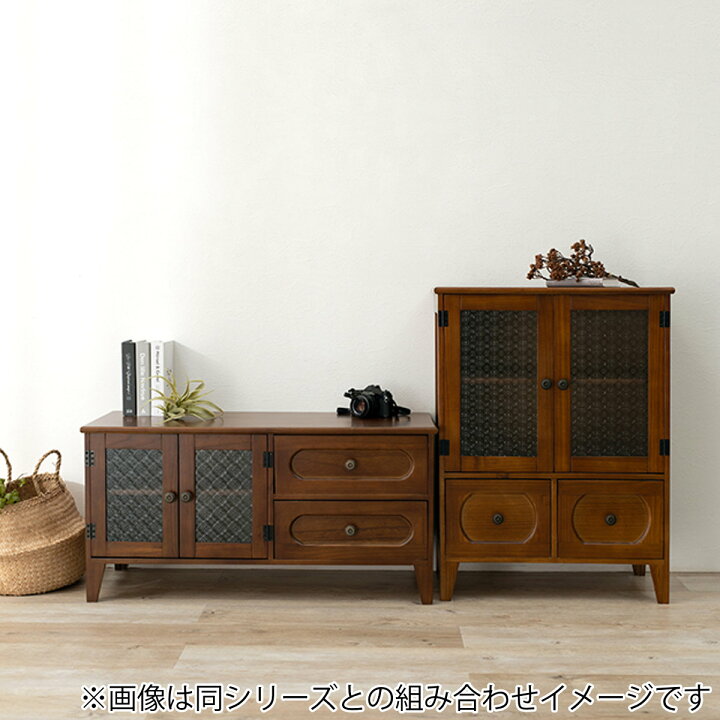 楽天市場】テレビ台 ローボード TV台 アンティーク調 ガラス扉 幅90cm 