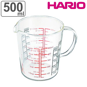 ハリオ メジャーカップ ワイド 500ml 耐熱ガラス ( HARIO 計量コップ メジャーコップ 熱湯OK 500cc ガラス製 電子レンジ対応 食洗機対応 レンジOK 計量器具 目盛り メモリ付き 両面メモリ 粉もは