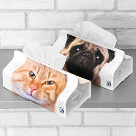 ティッシュケース アニマルフェイス tente ねこ 犬 吊り下げ （ ティッシュカバー ティシュ入れ ティッシュボックス 布製 壁掛け 置き型 ネコ イヌ リアル プリント ループ付き テンテ 着脱 簡単 ）【3980円以上送料無料】