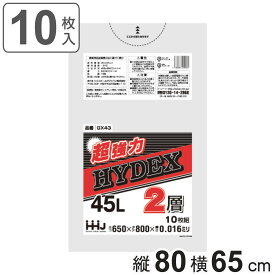 ゴミ袋 45L 80×65cm 厚さ0.016mm 10枚入 半透明 GX43 （ ポリ袋 ごみ袋 45リットル 10枚 ゴミ 袋 縦80cm 横65cm ツルツル 2層タイプ ポリエチレン キッチン リビング 消耗品 常備品 ） 【3980円以上送料無料】