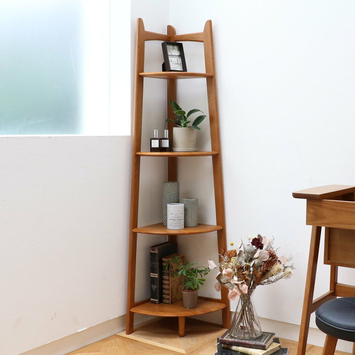 楽天市場】コーナーラック 幅35cm 4段 天然木 OAKER （ シェルフ 棚 