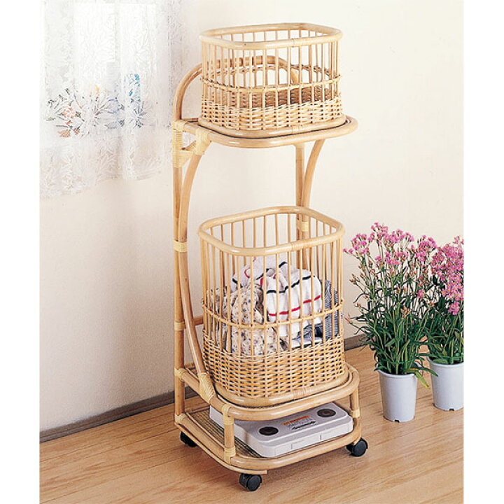 楽天市場】ランドリーラック ラタン バスケット付 籐家具 幅42cm 