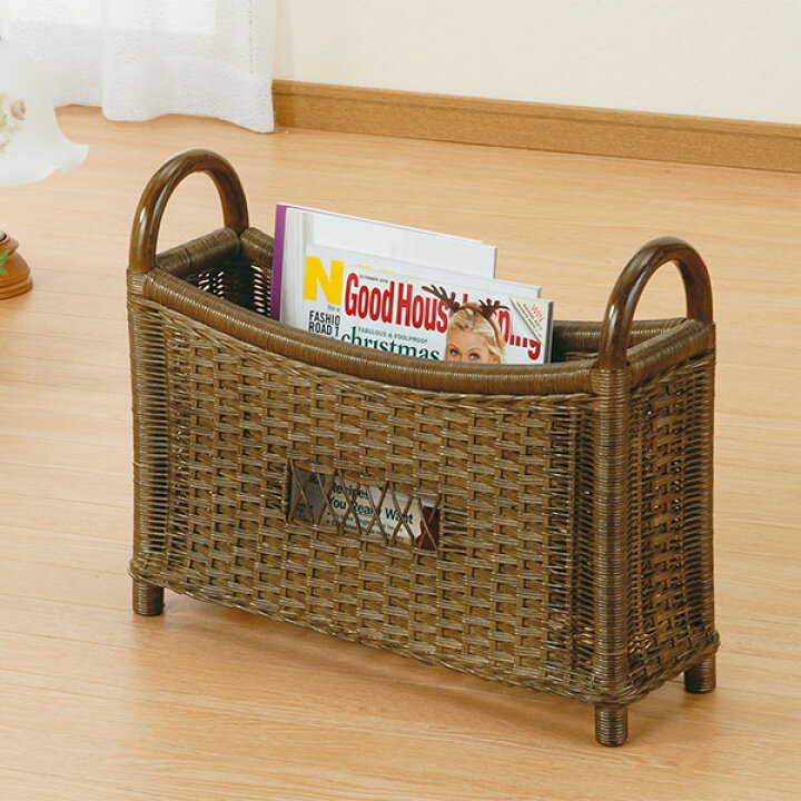楽天市場】マガジンラック ラタン製 本立て 籐家具 幅49cm （ 送料無料 
