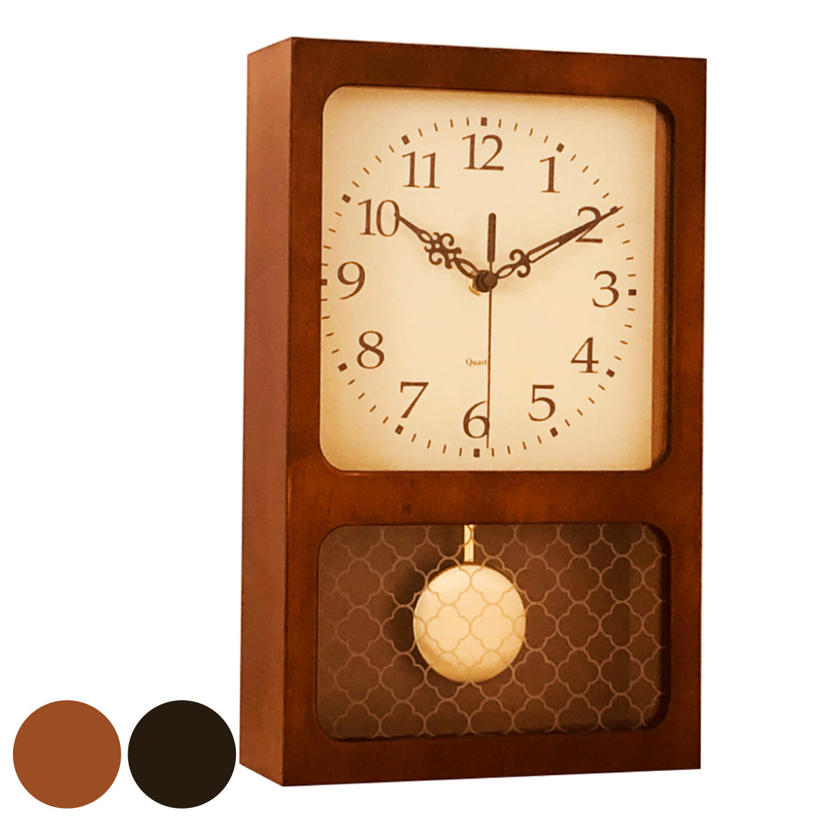 振り子時計 レクタングル 木製 北欧風 （ 送料無料 時計 掛け時計 置き時計 置き掛け両用時計 掛時計 置時計 レトロ リビング ダイニング 寝室 玄関 キッチン ）