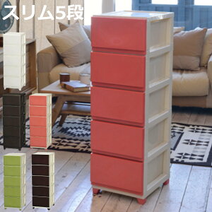 収納ケース デコニー 5段 組み立て式 チェスト ホワイト ( 幅34×奥行41.5×高さ106.1cm 収納ボックス スリム 引き出し 収納 タンス プラスチック 洋服 衣類 日本製 リビングチェスト おしゃれ ク