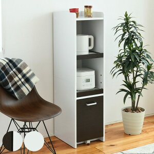 家電ラック ストッカー付 キッチン すき間収納 高さ120cm ( キッチン収納 キッチンラック すきま収納 収納 家電 キッチン 台所 棚 隙間 コンセント付 スライド棚 キャスター付き ) 【3980円以