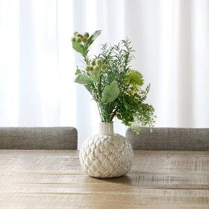 花瓶 セラミックベース 直径14.5×高さ15cm ( フラワーベース 花びん 花器 セラミック ポット 陶磁器 花入れ 生花 切り花 卓上 置き物 おしゃれ アンティーク オブジェ 花 飾る 模様 小さめ 白