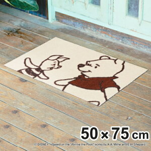 玄関マット 屋内・屋外兼用 プーさん&ピグレット 50×75cm ( 玄関 マット ディズニー Disney プーさん くまのプーさん Pooh 屋外 屋内 室外 室内 洗える 泥落とし ゴム 薄型 滑り止め 泥落としマ