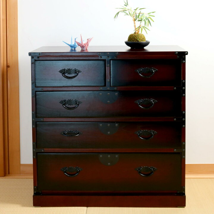 楽天市場】引出箪笥 4段 民芸調 桐製 和タンス 幅67cm （ 送料無料 