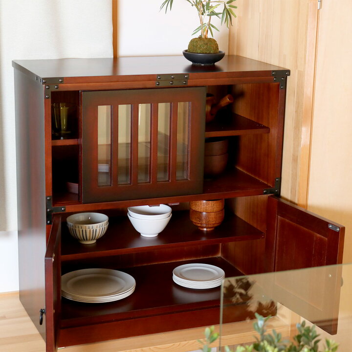 楽天市場】水屋 民芸調 桐製 和風キャビネット 幅57cm （ 送料無料 水  