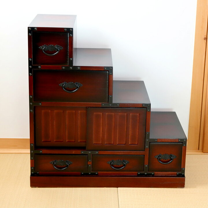 楽天市場】階段箪笥 民芸調 桐製 和タンス 右下がり 幅67cm （ 送料 