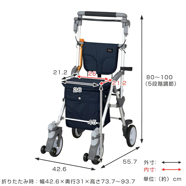 楽天市場】シルバーカー スルーンボックスN ネイビー 軽量 コンパクト 