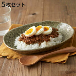 カレー皿 23cm 楕円 緑釉 皿 食器 陶器 美濃焼 日本製 同色5枚セット ( 食洗機対応 電子レンジ対応 オーバル パスタ皿 中皿 お皿 オーバルプレート カレーボウル パスタボウル サラダ カレー