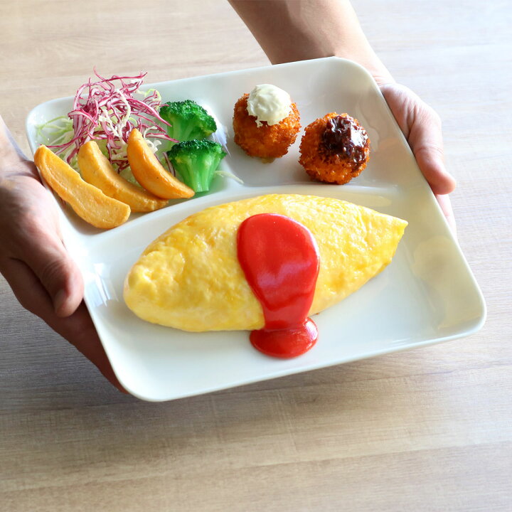 楽天市場】ランチプレート 23cm 軽量 スクエア 磁器 （ 食洗機対応 
