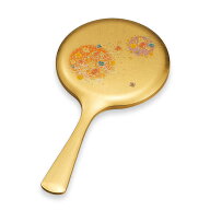 手鏡 箔工芸 花丸 山中塗 和風 （ 和柄 ミラー かがみ 鏡 ハンドミラー 山中漆器 蒔絵 漆芸 金箔 かわい…
