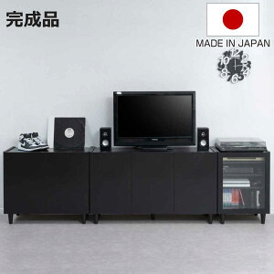 キャビネット ブラック モノトーン 日本製 完成品 ( Shadow 棚 ラック 収納 扉付 可動棚 幅80cm 幅118cm 幅49.5cm リビングボード リビング収納 食器棚 家具 配線穴 シンプル )【3980円以上送料無料