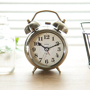 目覚まし時計 置き時計 ツインベルアラームクロック ( 目覚し時計 アナログ 時計 インテリア 雑貨 スヌーズ機能 ベル音 コンパクト ライト付き 連続秒針 卓上 置き型 プレゼント アラーム
