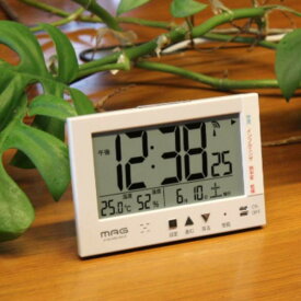 置き時計 電波 デジタル 電波時計 温度計 湿度計 目覚まし時計 ミチビキ （ 時計 多機能 ライト付き おしゃれ クロック 見やすい 温度 湿度 目覚まし デジタル時計 便利 とけい リビング ） 【3980円以上送料無料】