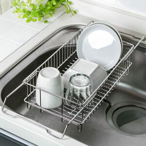 水切りラック シンク渡し式 ステンレス製 シンクスライド式水切り アットアクア ( 水切りかご 水切りカゴ 水切りバスケット 伸縮式 ディッシュラック シンク上 シンクサイド 水切り 洗い