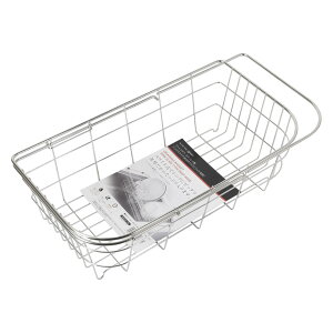 水切りラック アットアクア ステンレス製シンクスライド式水切りカゴ ワイド深型 ( 水切り 伸縮 スライド式 シンク上 ステンレス シンク掛け 水切りかご 水切りカゴ シンク内 コンパクト