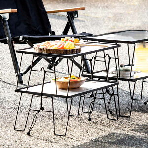 アウトドアラック ローテーブル シェルフ 2way 軽量 ベリアス ( テーブル ラック 棚 机 スタンド ロータイプ クーラボックススタンド 折りたたみ スタッキング キャンプ ) 【3980円以上送料