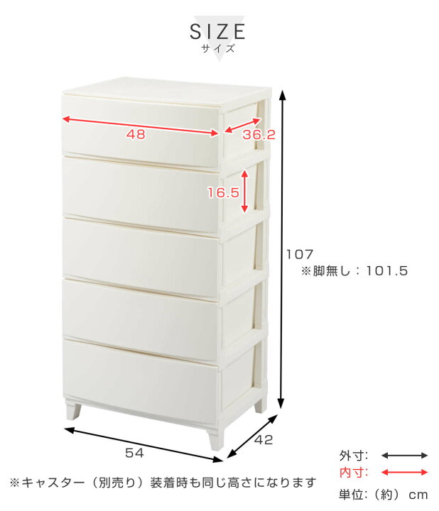 楽天市場】チェスト 5段 幅54×奥行42×高さ107cm ルームスシェード 