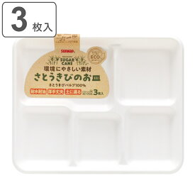 紙皿 3枚入 仕切り付 大サイズ さとうきびのお皿 （ 使い捨て ランチプレート 使い捨て紙皿 仕切り皿 仕切りプレート ペーパープレート お皿 白皿 紙容器 紙 紙製 BBQ アウトドア パーティー キャンプ 取り皿 プレート 皿 ）【3980円以上送料無料】