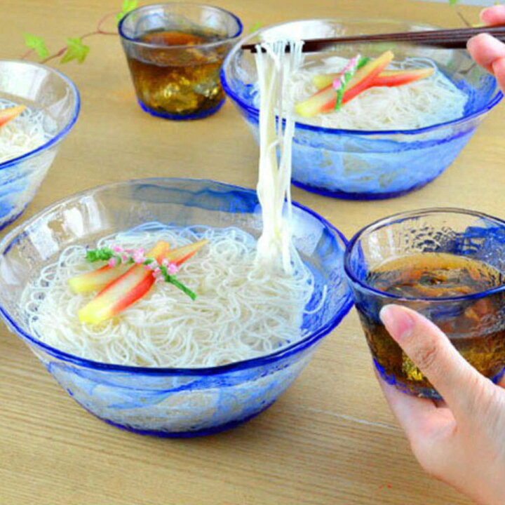楽天市場】食器セット そうめん3客セット 中鉢 そば猪口 ガラス食器 流 