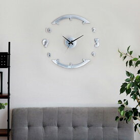 時計 掛け時計 DIY CLOCK シルバー ウォールクロック アナログ （ 壁時計 壁掛け時計 インテリア 壁 貼る 貼り付け 簡単 特大 おしゃれ シール デコレーション 子供部屋 リビング ） 【3980円以上送料無料】