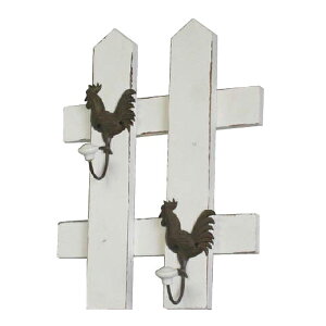 ガーデニング フック 2連 ニワトリ2羽 ガーデンフック ( ガーデニング雑貨 園芸 エクステリア ガーデン 庭 玄関 看板 プランター インテリア雑貨 オーナメント 雑貨 アンティーク風 木目 鳥