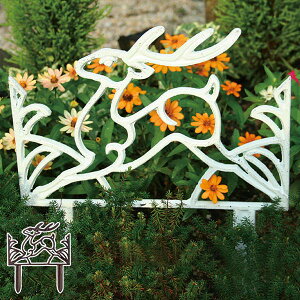 ガーデンフェンス シカ柄 幅31.2×奥行1.3×高さ35cm オールド アンティーク調 ( ガーデニング用品 園芸用品 ガーデン雑貨 園芸 インテリア 庭 雑貨 お庭 花壇 花壇フェンス エクステリア 仕切