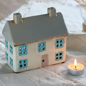 オブジェ Candle house 29203 ( キャンドルホルダー キャンドルスタンド キャンドルハウス 家 お家 ハウス 陶器 キャンドル ろうそく スタンド 置き物 ガーデン 雑貨 インテリア ロウソク立て ろ