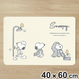 バスマット 40×60cm 珪藻土入りやわらかバスマット スヌーピー （ 珪藻土 ソフトバスマット 吸水 速乾 足元マット マット バスグッズ 珪藻土入り 40×60 コンパクト お風呂 SNOOPY かわいい ）【3980円以上送料無料】