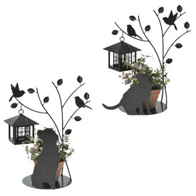 シルエットソーラー Tree＆Dog Tree＆Cat （ 送料無料 ガーデンライト ソーラー 屋外 犬 ドッグ DOG 猫 ねこ CAT エクステリア 園芸 セトクラフト 電池交換式 ） 【3980円以上送料無料】