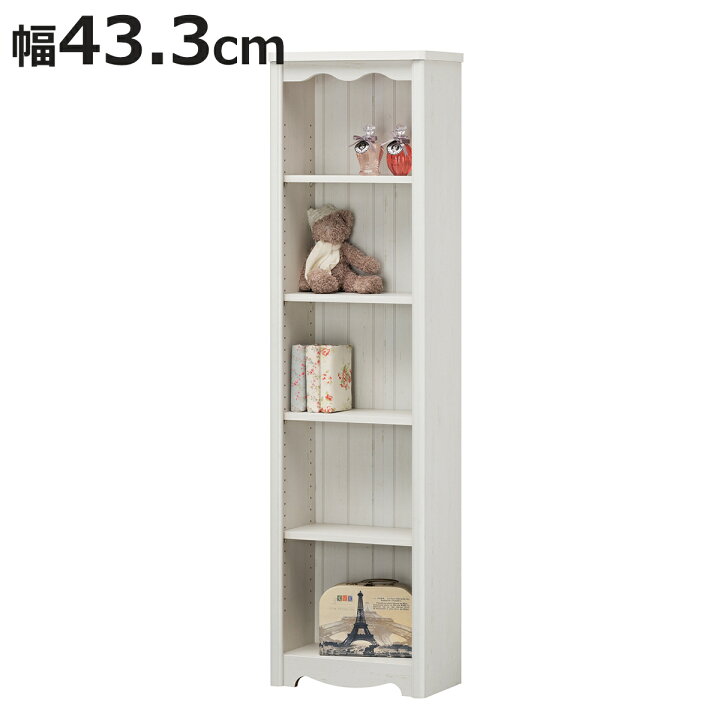 楽天市場】オープンラック 幅43.3cm 5段 モンシェリーヌ 白家具 木製 