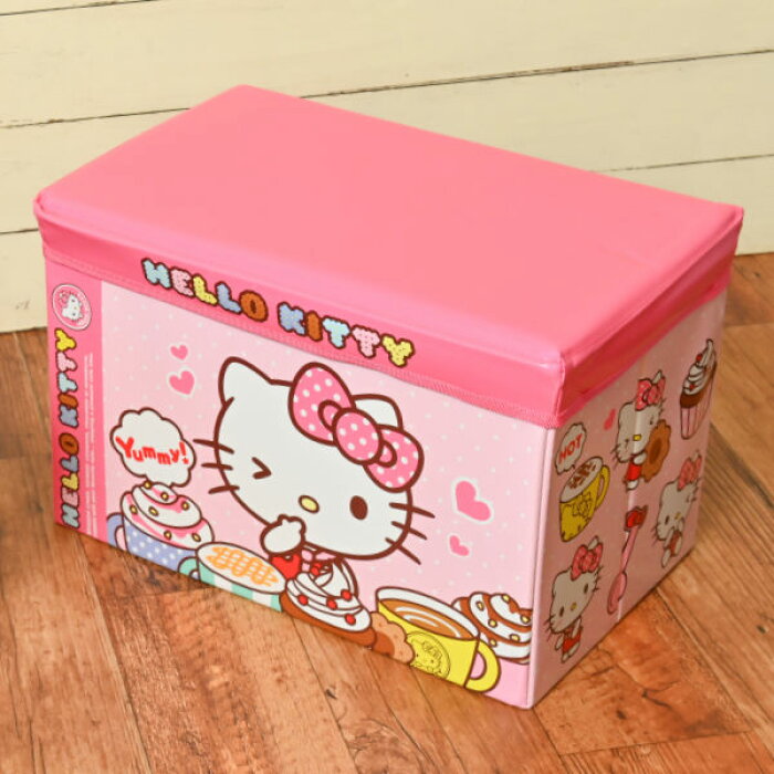 おもちゃ箱 収納ボックス 幅48 奥行30 高さ30cm ハローキティ 座れる 収納ケース イス ボックス ケース 収納 フタ付き ふた付き 椅子 いす チェア サンリオ キティ おもちゃ キッズ収納 スツール 3980円以上送料無料 Product Details Japanese Proxy Shopping