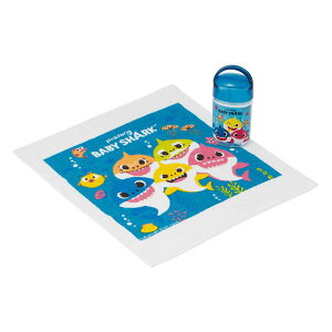 おしぼりセット 抗菌 ケース付 ベイビーシャーク ( BabyShark おしぼり お手拭き タオル ハンカチ 手拭き ハンドタオル おしぼりタオル おてふき おしぼりケース ケース付 子供 キッズ 給食 AG