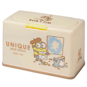 マスクケース 抗菌マスクストッカー ボブティム ミニオンズ ( マスクホルダー マスクディスペンサー マスク入れ 抗菌加工 衛生的 バネ式 ワンプッシュ 50枚 収納 ふた付き 置き型 かわいい