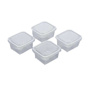 保存容器 100ml ミニシール容器 L ベーシック 4個入 ( 日本製 プラスチック 電子レンジ対応 シール容器 保存 容器 プラスチック容器 離乳食 作り置き フルーツ入れ 薬味入れ 食品保存 食品保