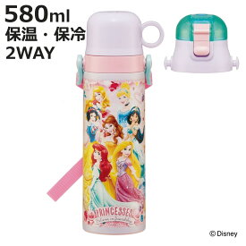 水筒 580ml 超軽量2WAYステンボトル 保温 保冷 プリンセス24 （ ディズニープリンセス 2way 直飲み コップ ステンレス ワンプッシュ ボトル コップ飲み 子供 子供用水筒 直のみ ワンタッチ 超軽量 幼稚園 保育園 ）【3980円以上送料無料】