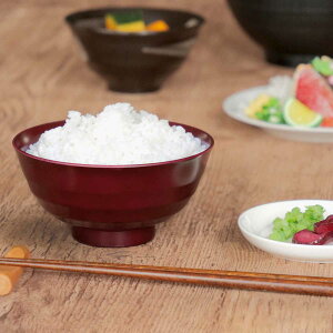 茶椀 12cm 飯椀 平筋 山中塗 プラスチック ( 食洗機対応 電子レンジ対応 お茶碗 ご飯茶碗 茶わん ライスボウル 抗菌加工 軽い 割れにくい プラスチック製 ごはん おしゃれ 子供 お年寄り )