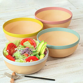 ボウル 18cm MUSUBI 山中塗 プラスチック ナチュラルブラウン （ 食洗機対応 電子レンジ対応 サラダボウル どんぶり 丼ぶり 鉢 軽い 割れにくい サラダ 煮物 うどん そば プラスチック製 木目調 おしゃれ スタッキング ） 【3980円以上送料無料】