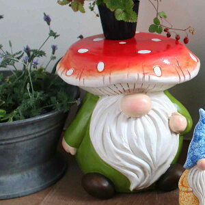 ガーデンノーム KINOKO 置物 ( 小人の妖精 小人 レジン オブジェ オーナメント ガーデンオーナメント 庭 インテリア 雑貨 屋外 ガーデン雑貨 中型 こびと 園芸 ガーデンインテリア )【3980円