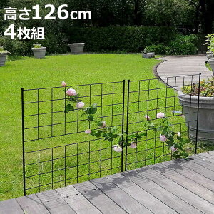 フェンス アイアンフェンス 高さ126cm グラフシリーズ 4枚組 ( ガーデンフェンス インテリア ガーデニング雑貨 アンティーク おしゃれ ガーデニング スチール ディスプレイ オブジェ 置物 庭